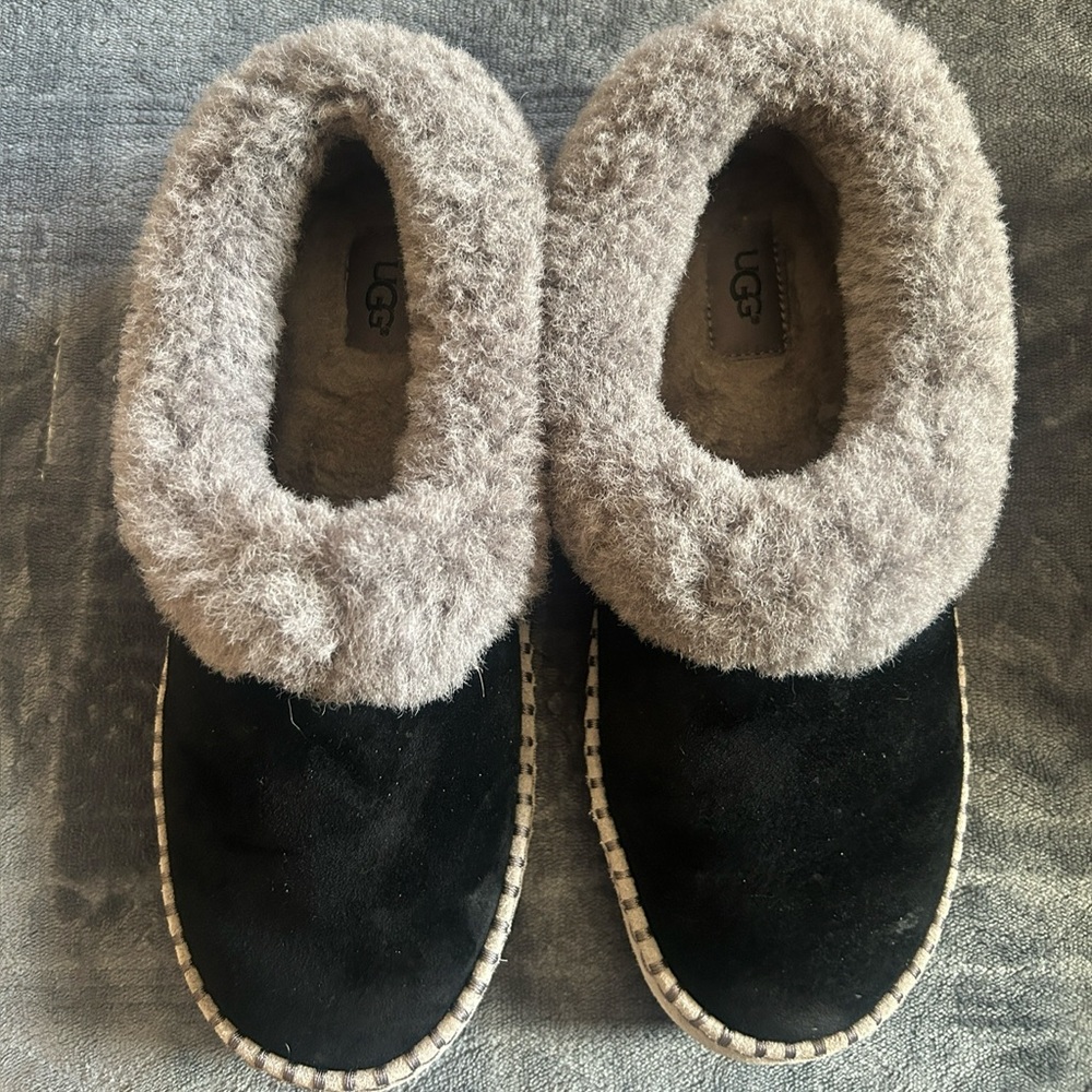 UGG Black and Gray Slippers